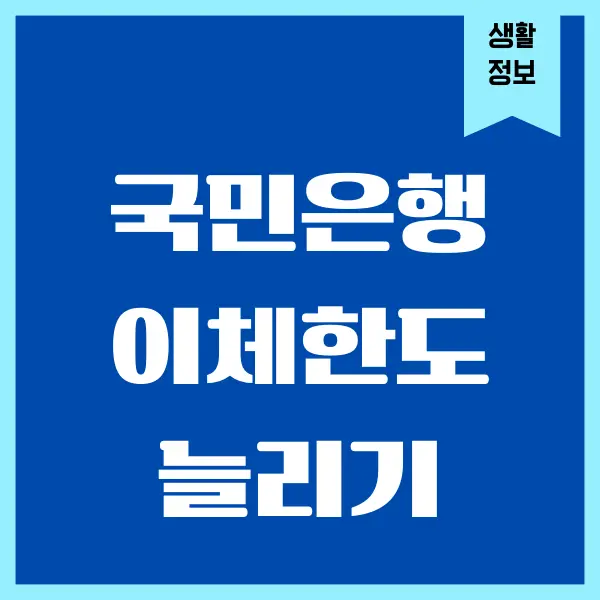 국민은행 이체한도 늘리기, 한도 증액하는 방법